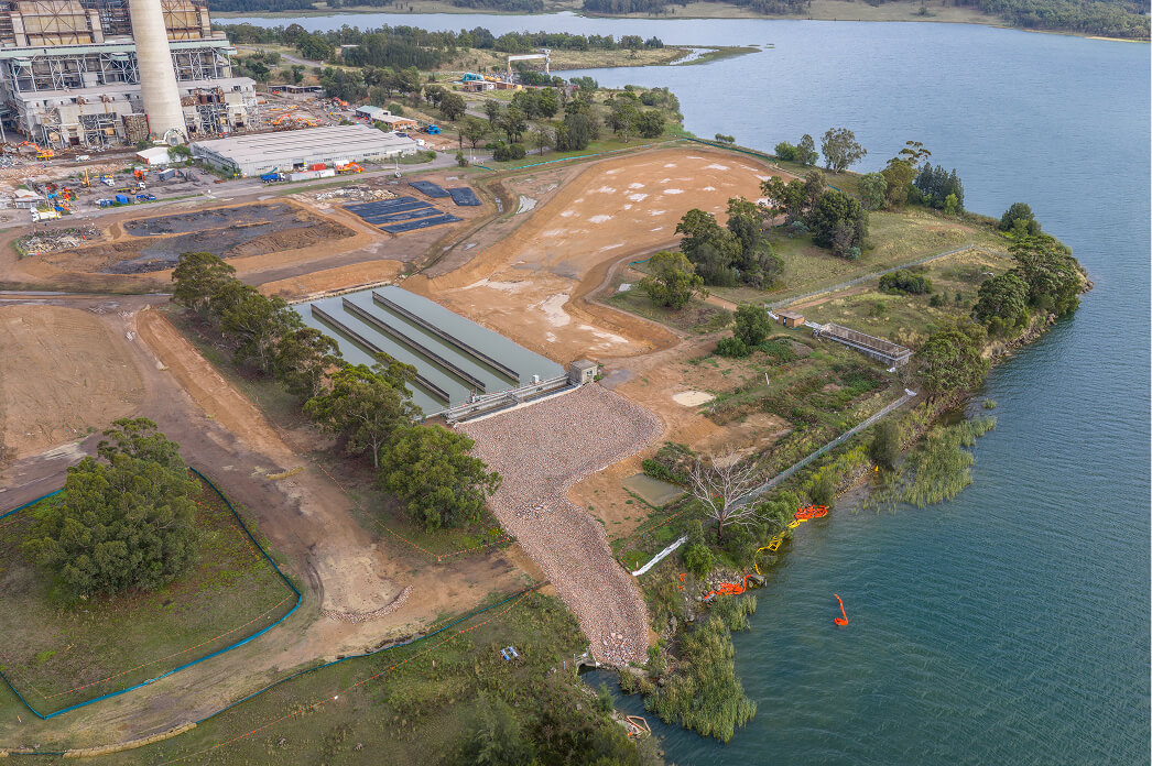 An aerial photo of a industrial site