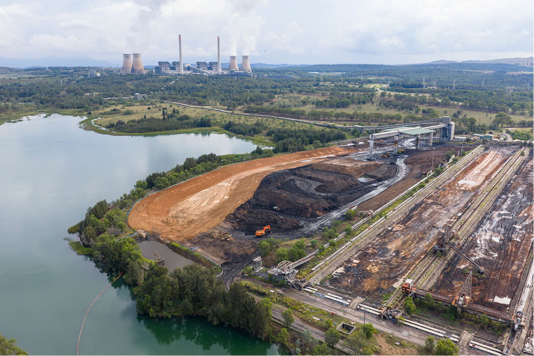 An aerial photo of a industrial site