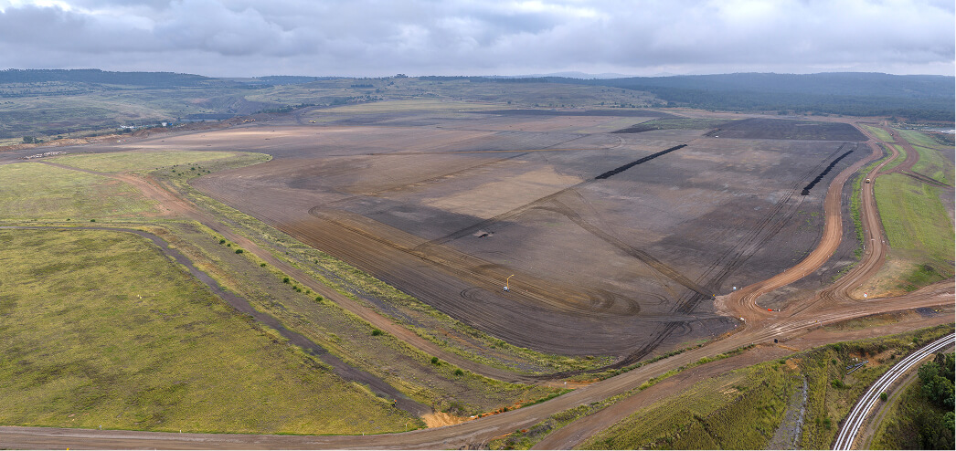An aerial photo of a industrial site