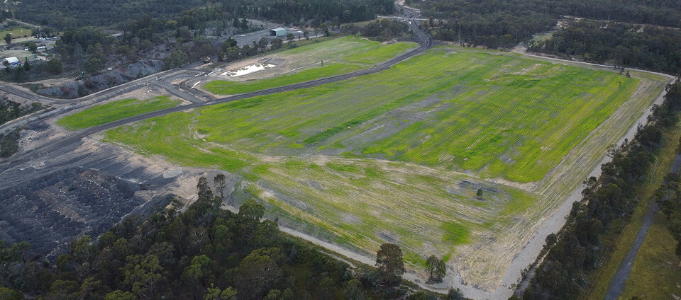 Aerial photo of rehabilitated land