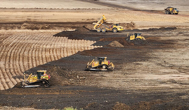An aerial photo of remedial works taking place