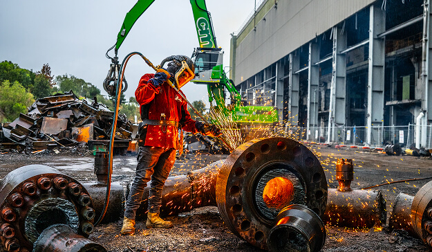 Materials being recovered by a worker